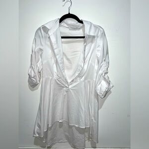 New York & company white crisp 3/4 sleeve top shirt